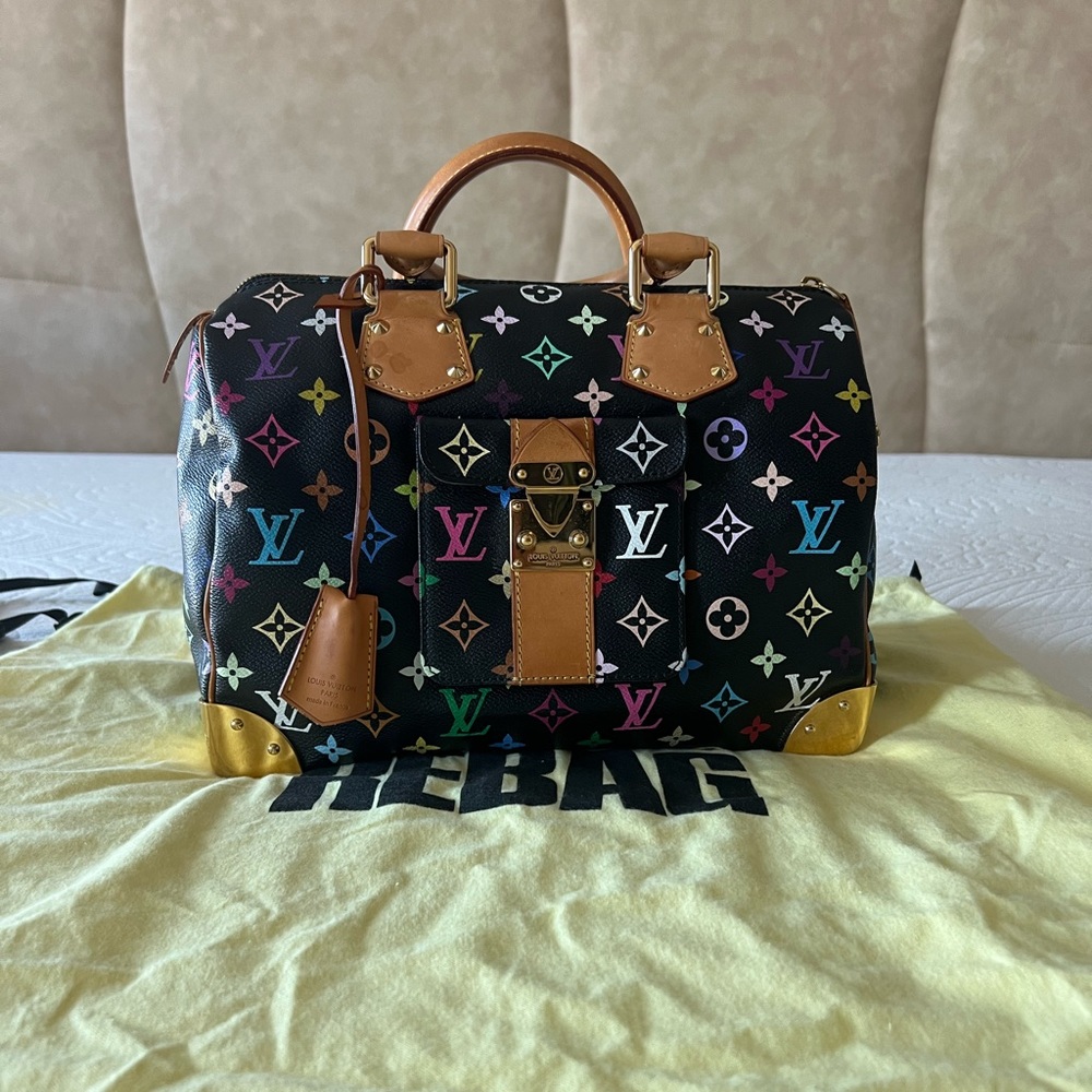 100% Authentic Louis Vuitton Speedy Multicolor Noir (black)